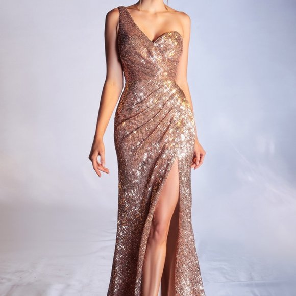 Fitted Floral Glitter Print Corset Gown - CNJ810